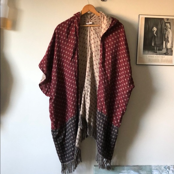 Free People Tops - Free People Light Weight Poncho - Fringe and Hood